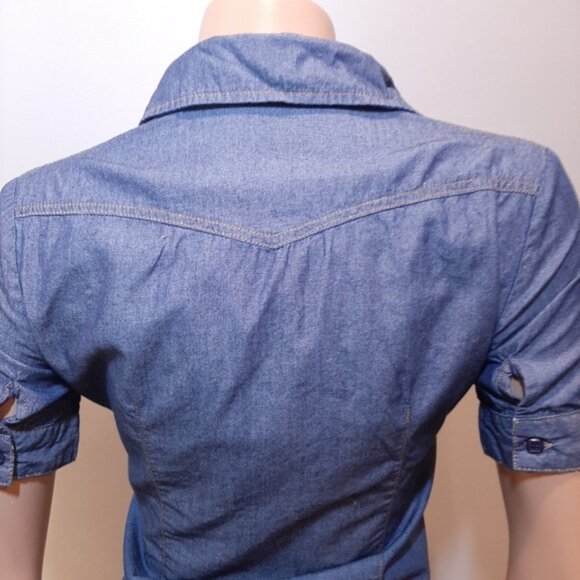 EDC Esprit Denim Shirt Button Down Short Sleeve Floral Western Y2K - Picture 6 of 11